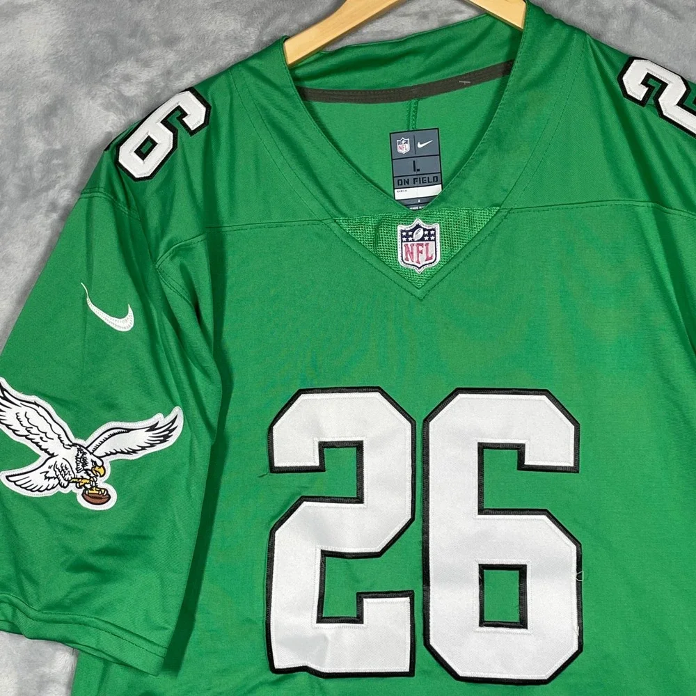 Nike Philadelphia Eagles Saquon Barkley 26 Kelly Green Throwback Jersey Mens L